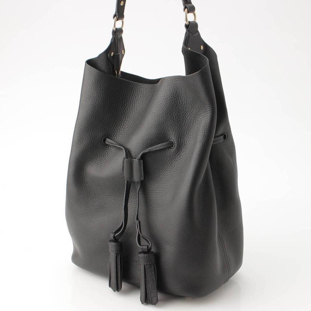 BurberryBurberry ASHBY Drawstring Shoulder Bag Leather Handbag Black - Picture 2 of 6